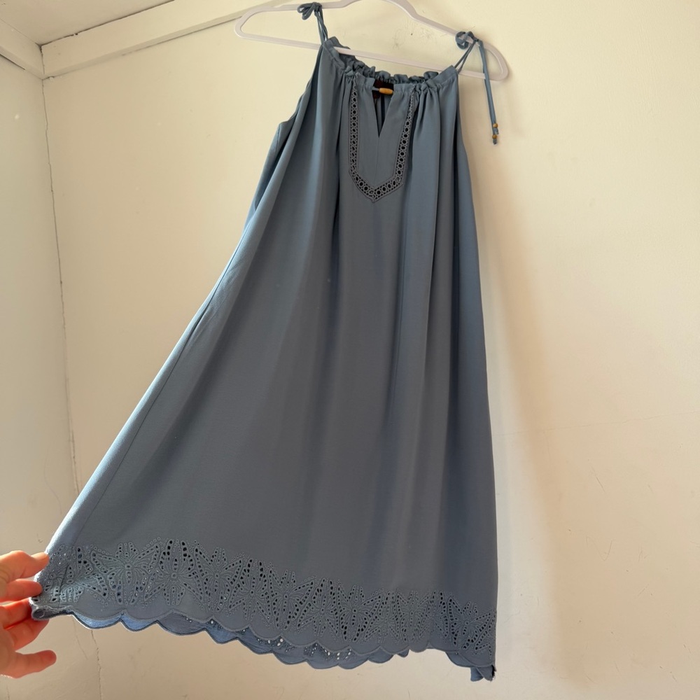 Hale Bob Large Light Blue Eyelet Detail Dress